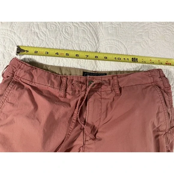 Abercrombie & Fitch Chino Shorts Mens Size 30 Salmon Distressed Drawstring - Picture 6 of 6